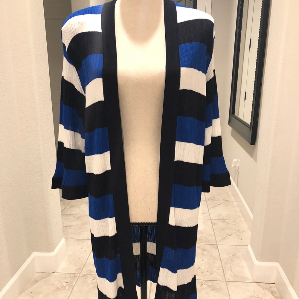 NWT Exclusively Misook Long Striped Cardigan- Sz M